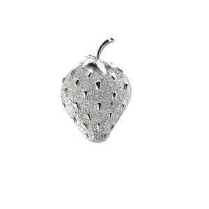 Sarah Coventry Strawberry Ice Brooch Silver Tone Textured Fruit Pin Vintage